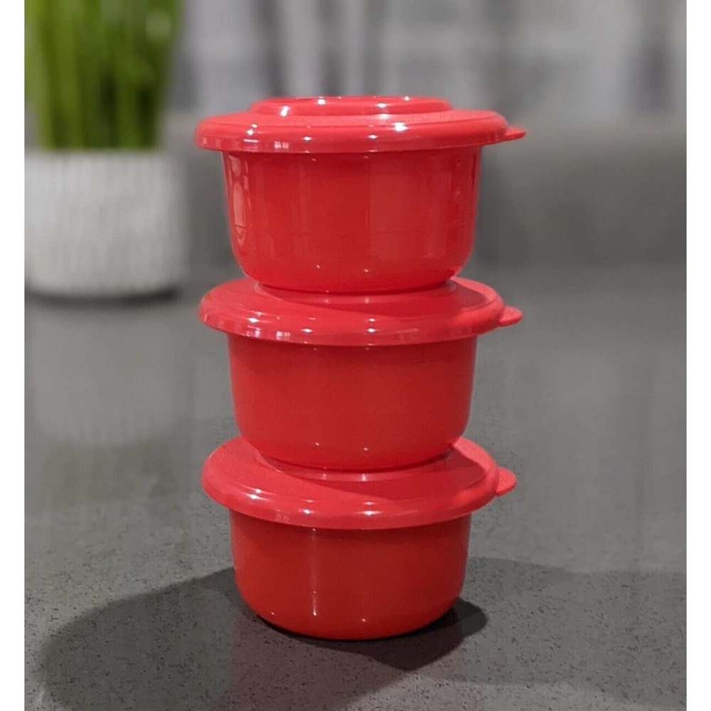 Tupperware Petite Preludio Bowl Set of 3 Red 150 Ml New